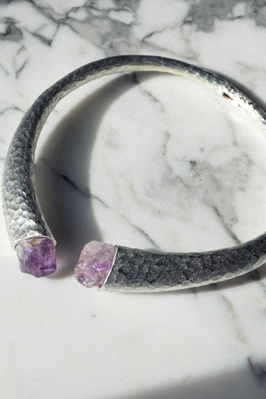 The C- Necklace with Amethyst Stone