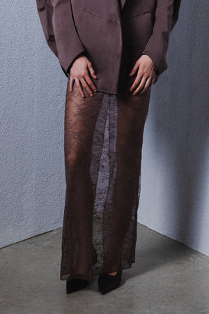 Long sheer lace dress