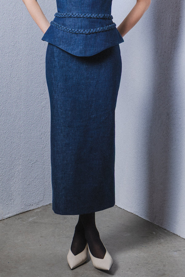 Midi denim skirt