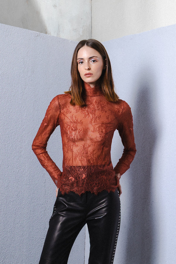 Sheer lace blouse