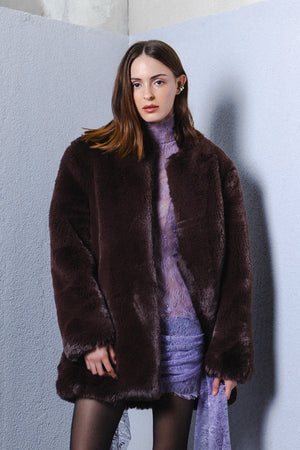 Brown faux fur jacket
