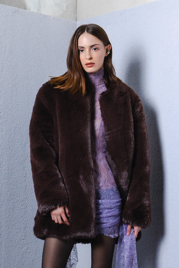 Brown faux fur jacket