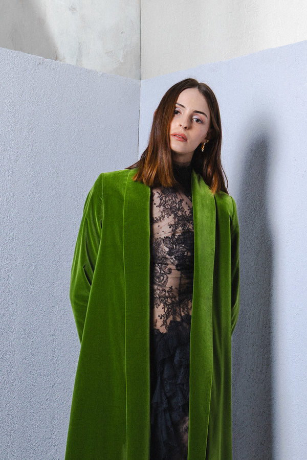 Velvet long coat