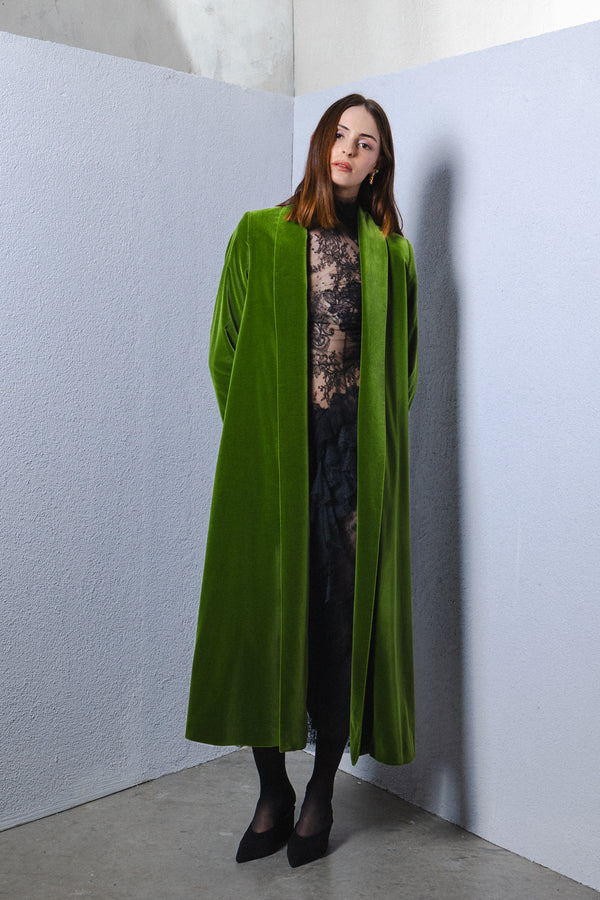 Velvet long coat