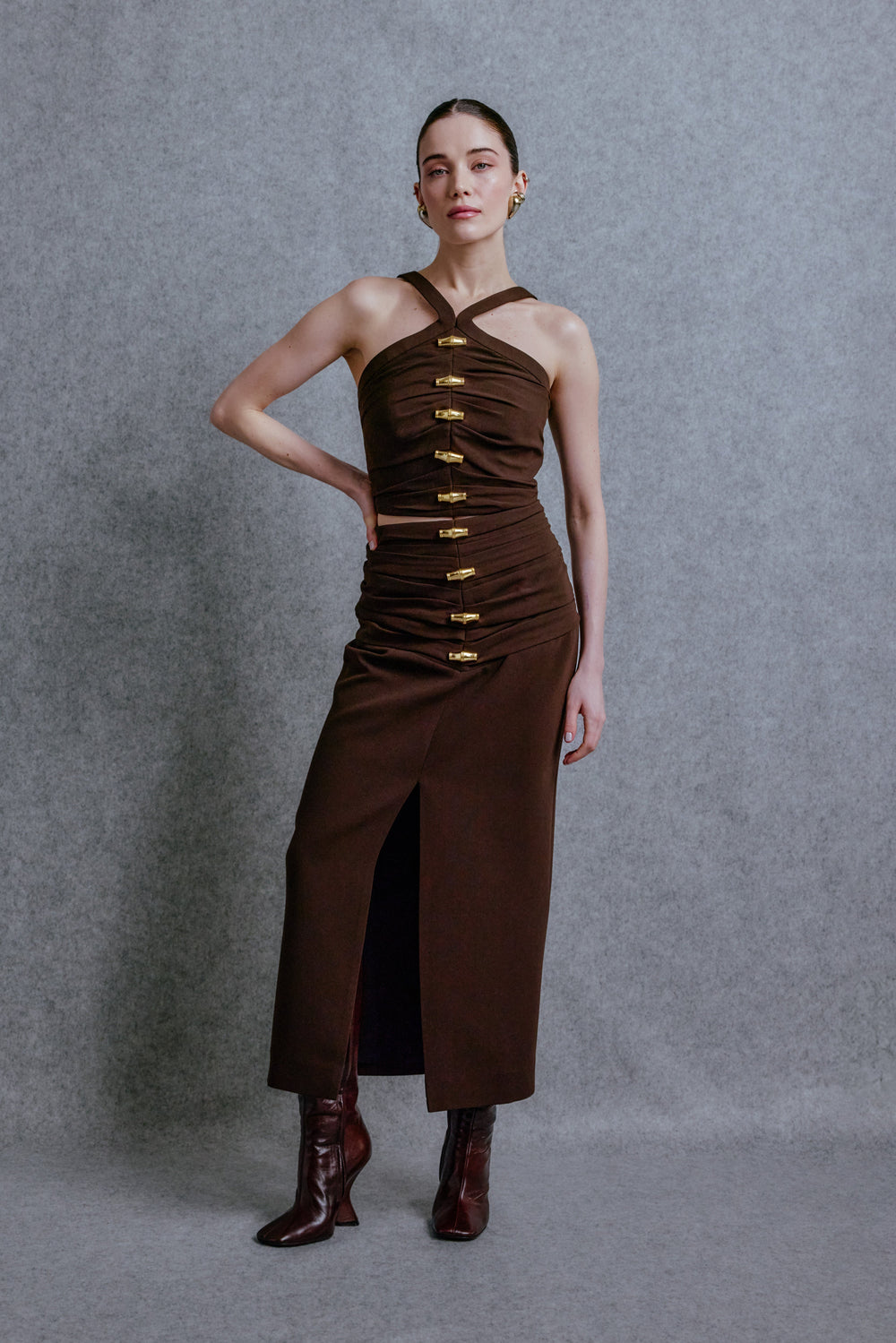 Midi crepe skirt