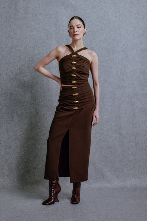 Midi crepe skirt