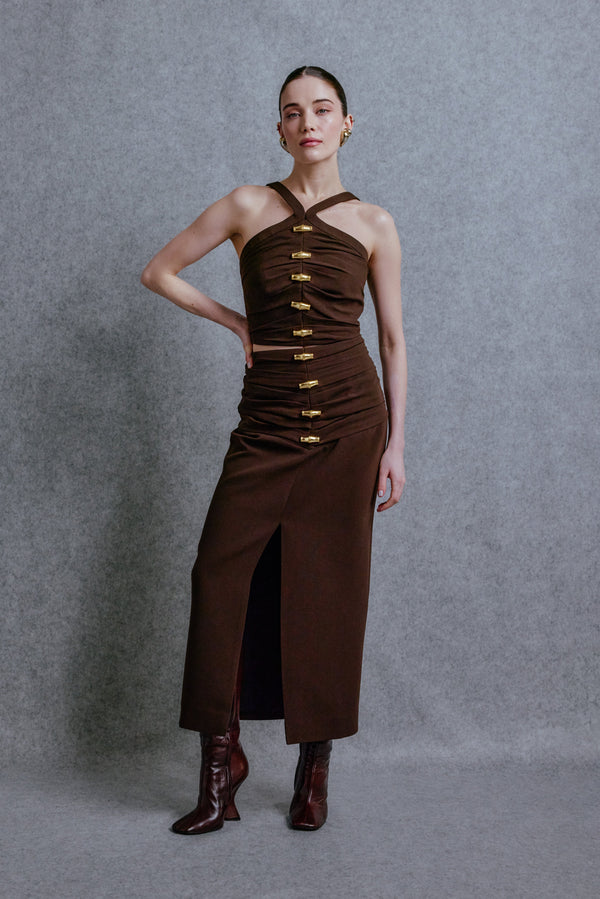 Midi crepe skirt