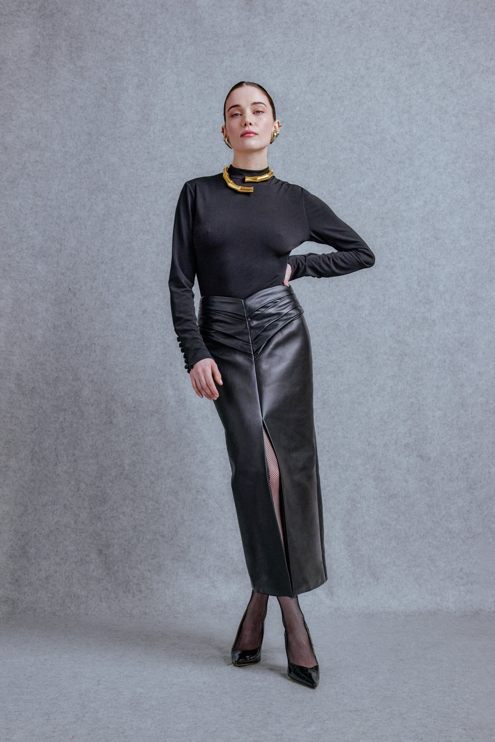 Leather Midi Skirt