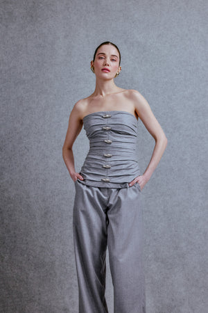 Corseted wool top
