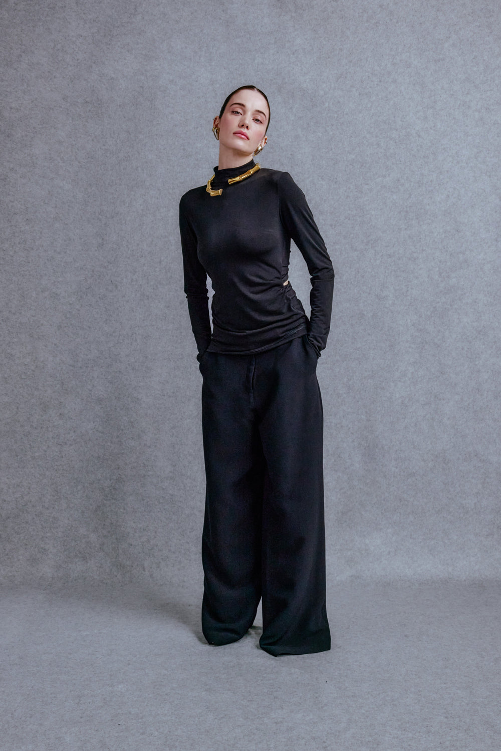 Straight crepe pants