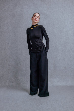 Straight crepe pants