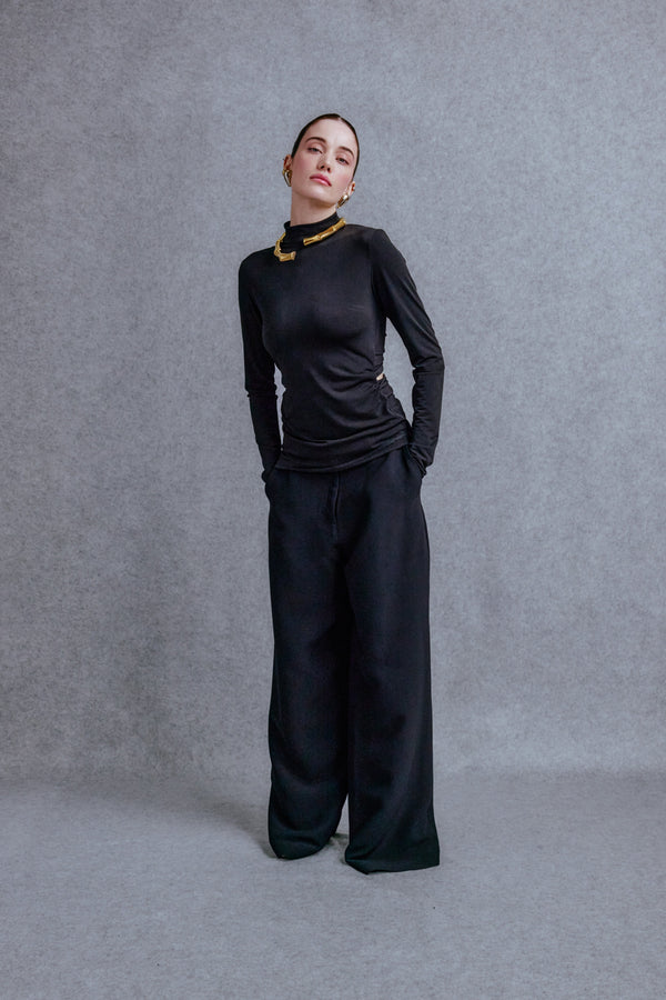 Straight crepe pants