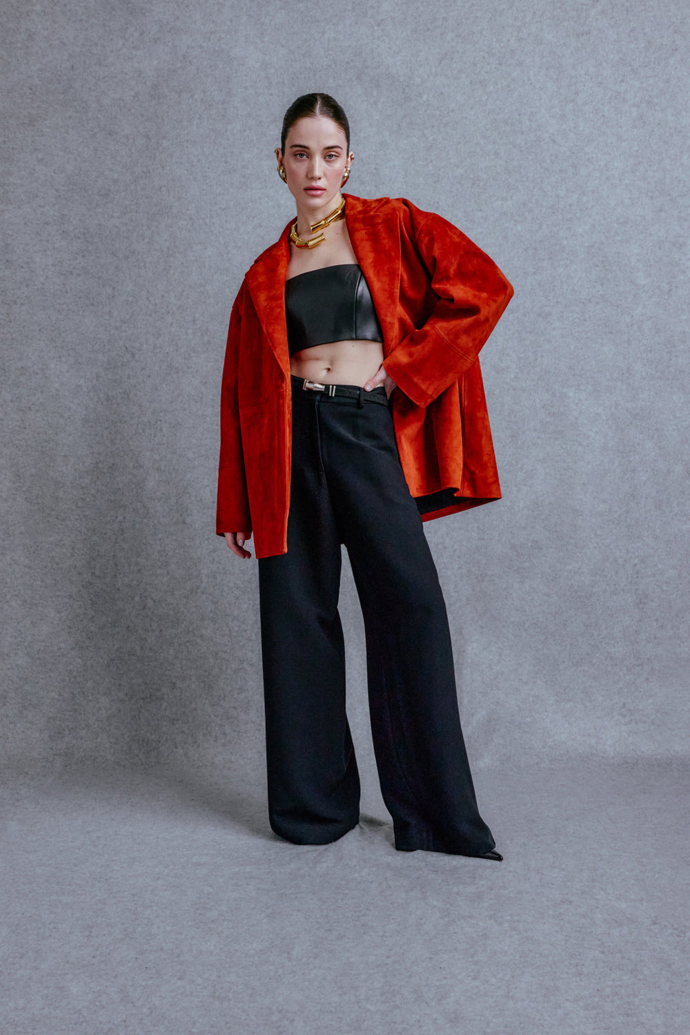 Suede oversized jacket