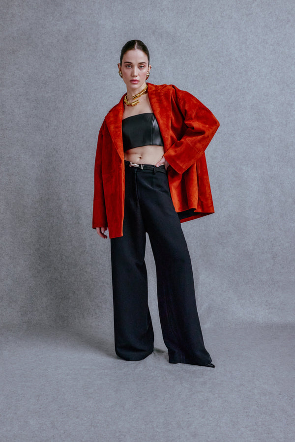 Suede oversized jacket