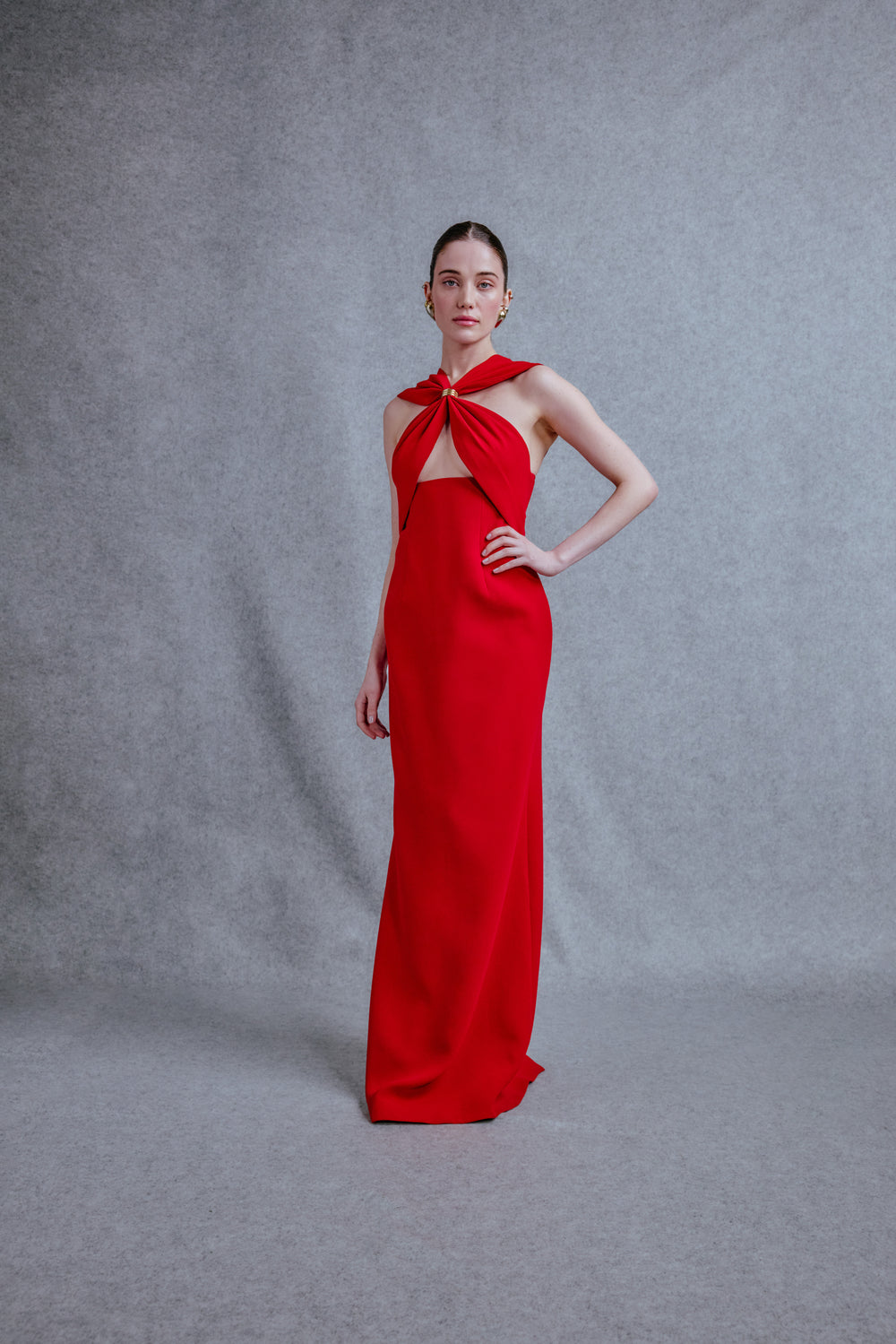 Crepe straight cut gown