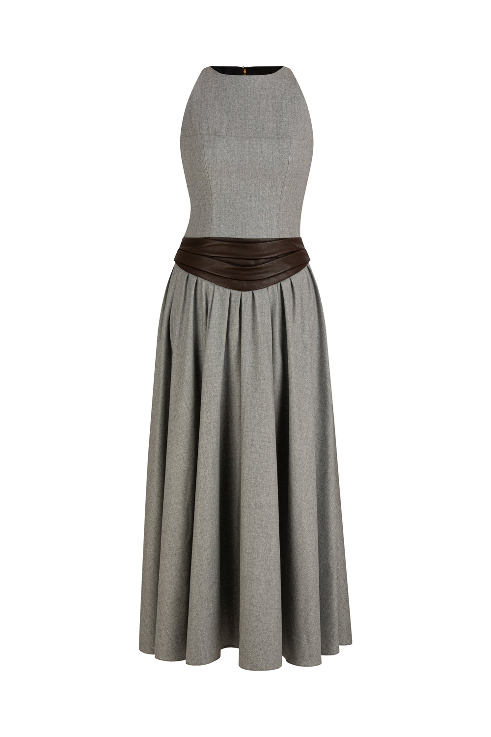 Sleeveless wool midi dress