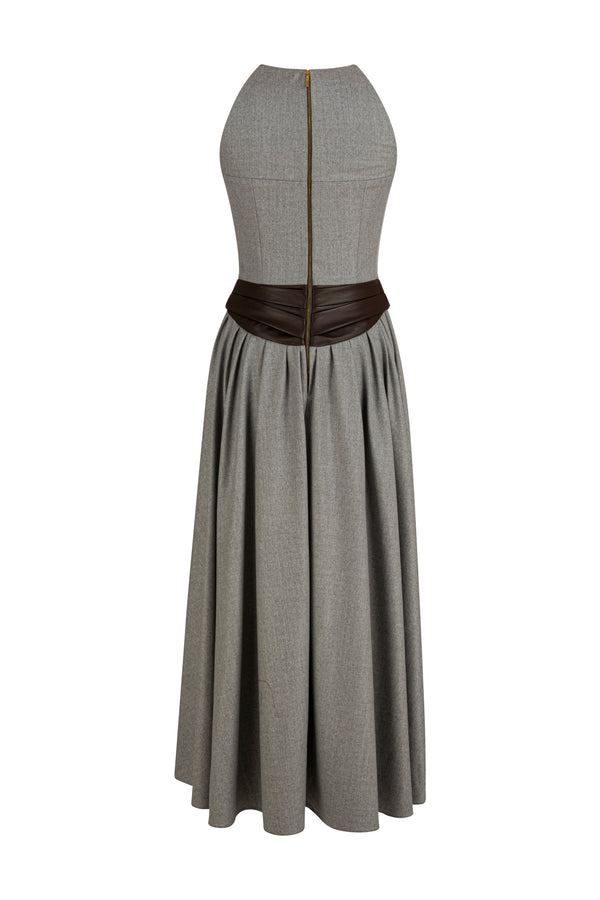 Sleeveless wool midi dress