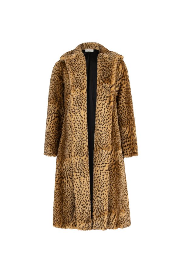 Leopard print fake fur coat