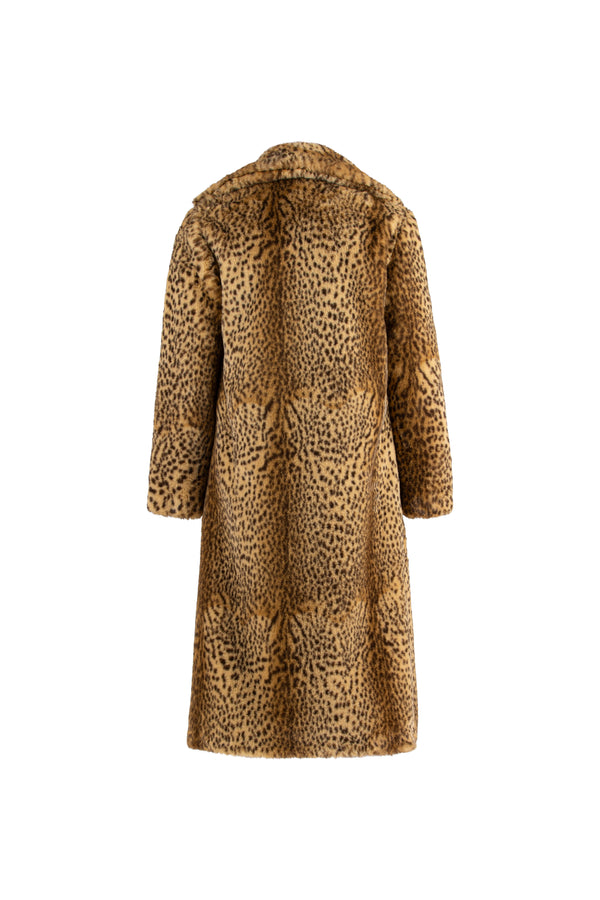 Leopard print fake fur coat