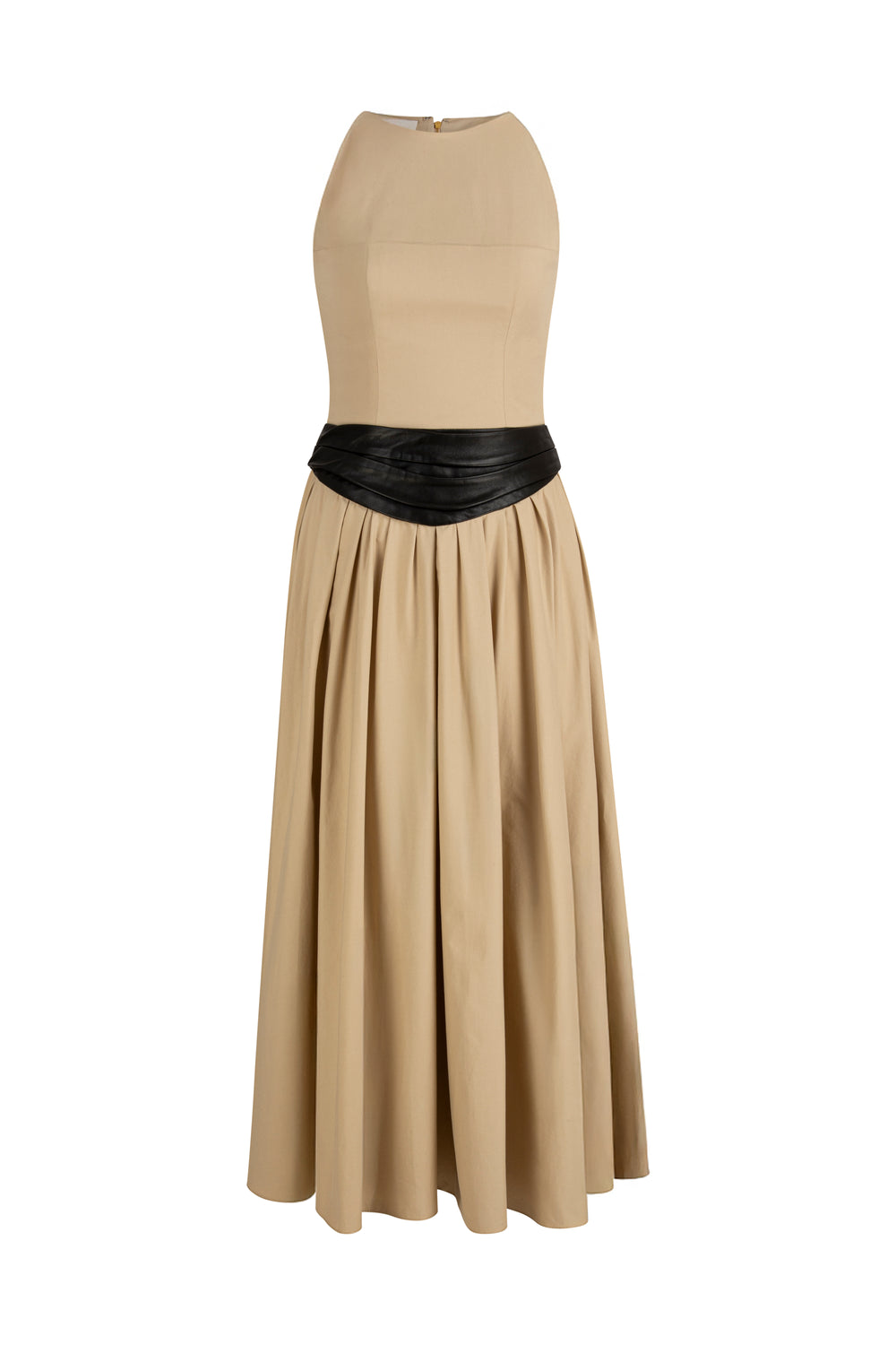 Sleeveless gabardine midi dress