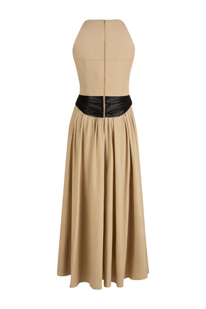 Sleeveless gabardine midi dress