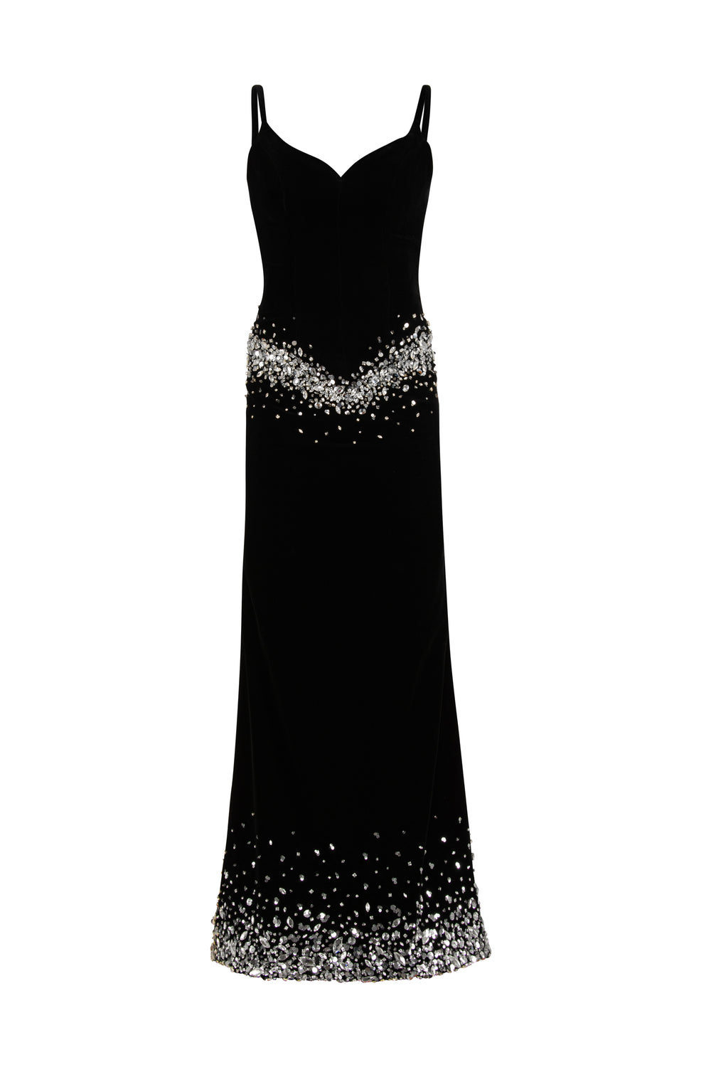 Fitted velvet evening gown