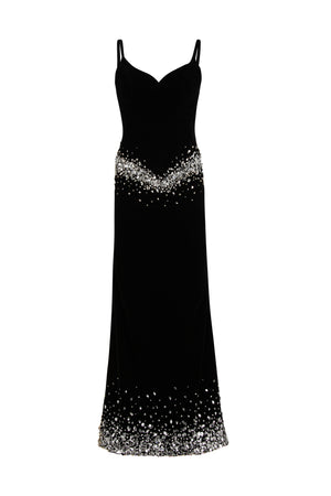 Fitted velvet evening gown