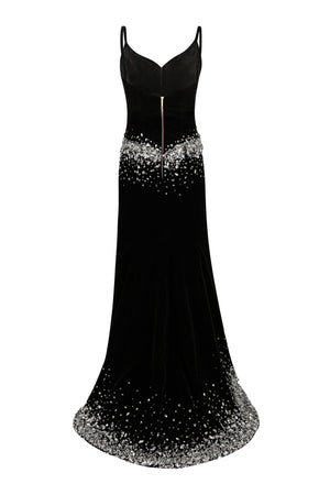 Fitted velvet evening gown