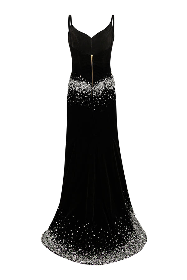Fitted velvet evening gown