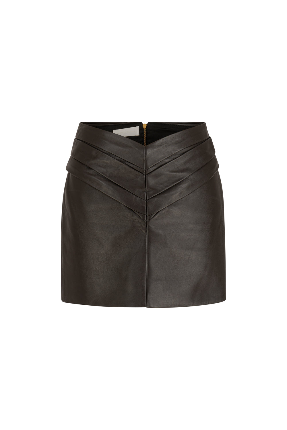 Mini draped leather skirt