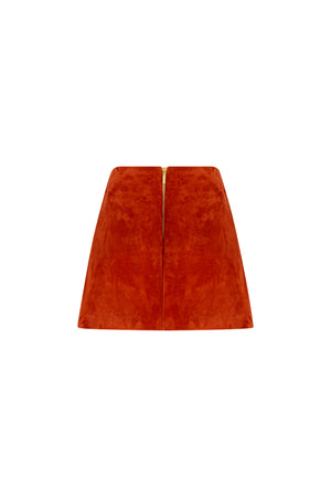 Suede leather mini skirt
