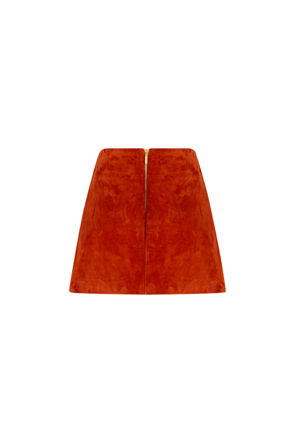 Suede leather mini skirt