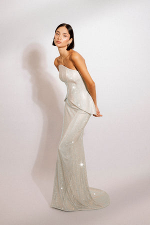 Signature S-cut structured gown in swarovski crystal