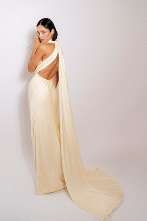 Satin silk dress with back opening
