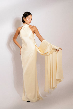 Satin silk dress with back opening