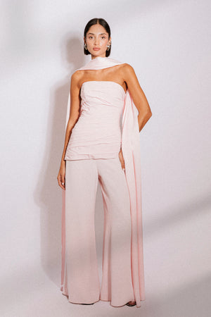 Wide leg tailored crepe pants