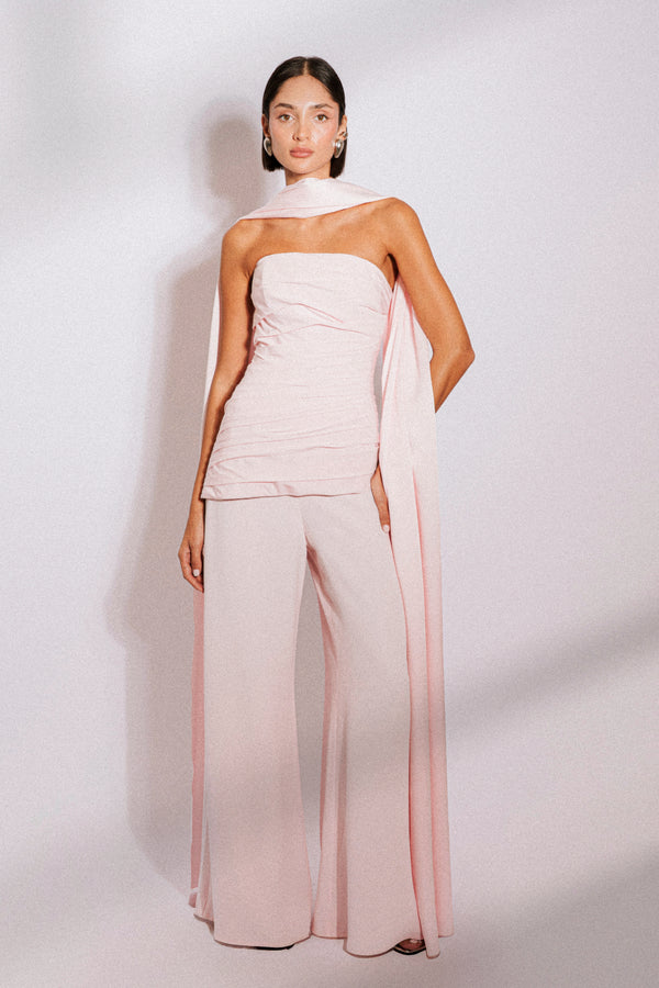 Wide leg tailored crepe pants