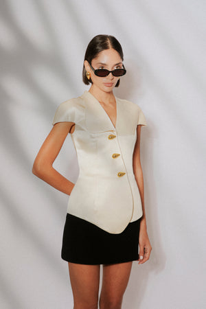Mini straight crepe skirt