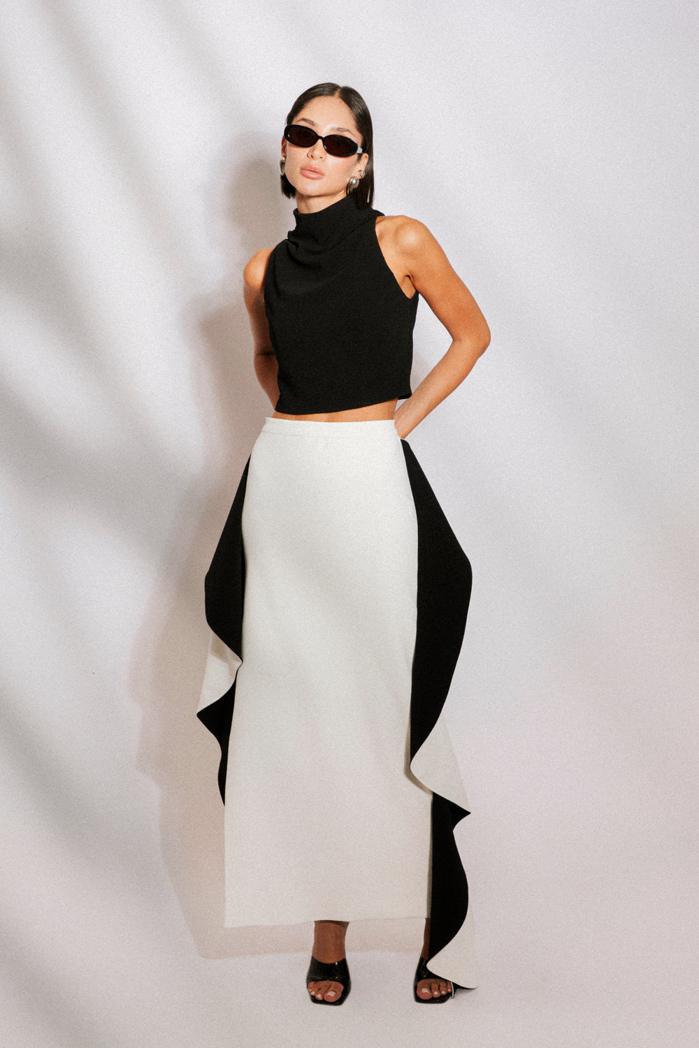 Midi 2 tone skirt with frill detail