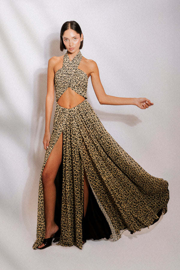 Halter neck wrapped dress