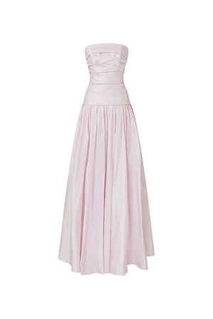 Strapless silk taffeta evening gown