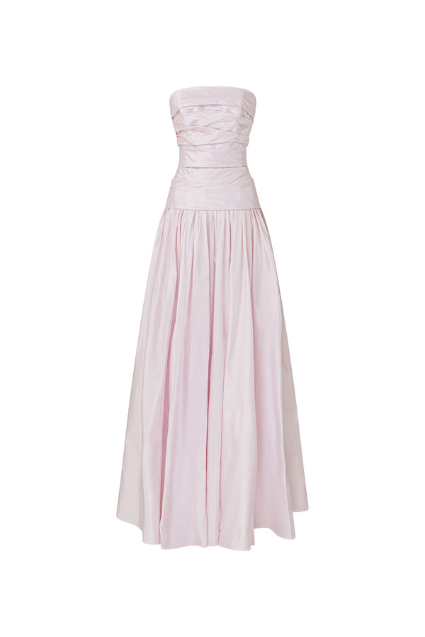 Strapless silk taffeta evening gown
