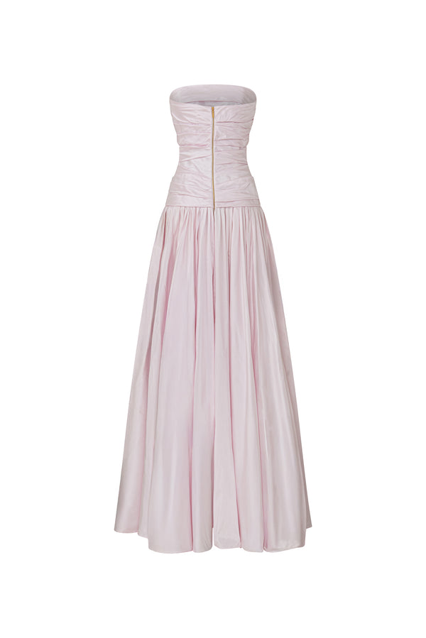 Strapless silk taffeta evening gown