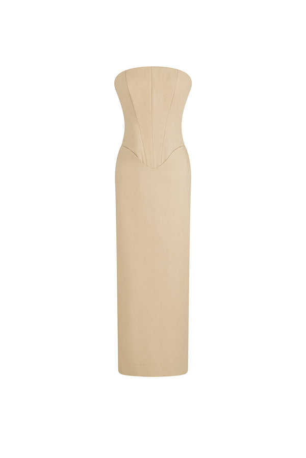 Cotton gabardine midi dress
