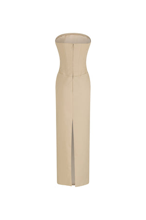 Cotton gabardine midi dress