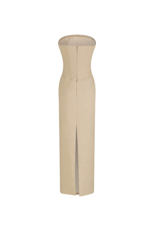Cotton gabardine midi dress