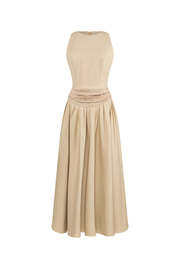 Sleeveless high neck midi dress