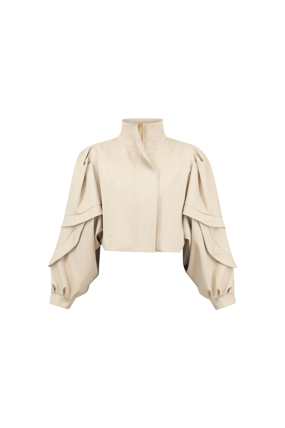 Cropped puffy cotton gabardine jacket