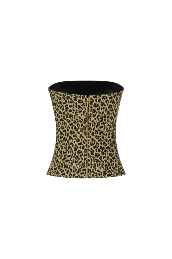 Strapless leopard corset