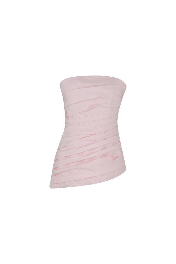 Strapless hand draped wrap corset